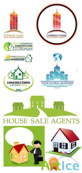 Logo and Vector Houses Sale or Construction