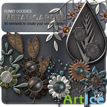 Set of 45 Metallic, Rusty and Worn Elements