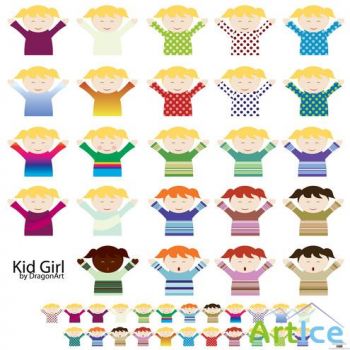 Kid Girl&Boy Vector