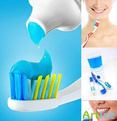 Dental brushes and tube with paste