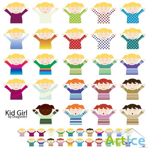 Kid Girl & Boy Vector