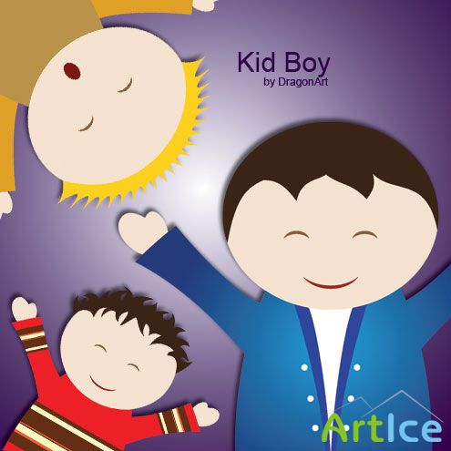 Kid Girl & Boy Vector