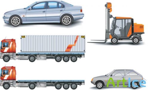 Forklift, Lorry and Car