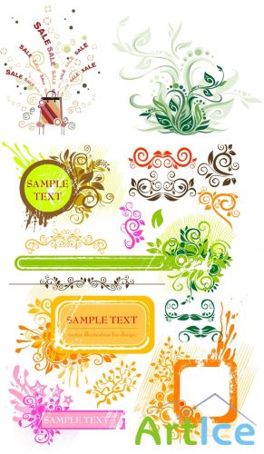 Floral Elements Vectors Vol 2 Set IX