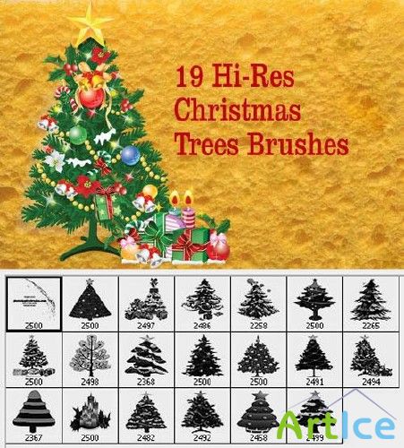 Hi-Res Christmas Tree Photoshop Brushes