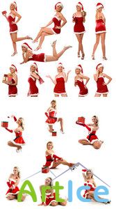 Santa girls 4 vector