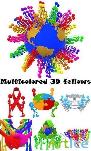 Multicolored 3D fellows