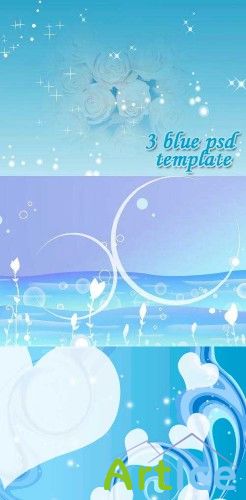 3 blue psd template