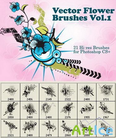 21 Hi-Res Vector Flower Photoshop Brushes