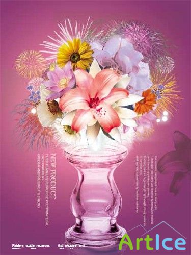 Bouquet of Exotic Flowers PSD