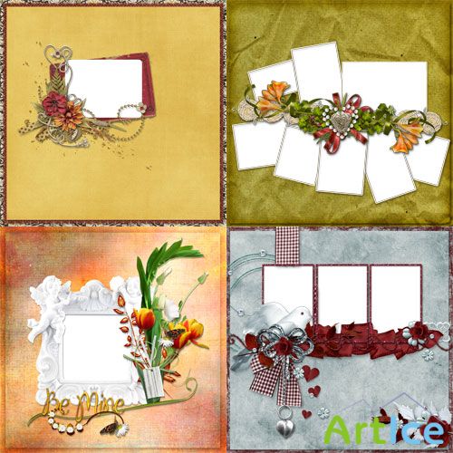 4 Romantic Scrap-pages for processing photos