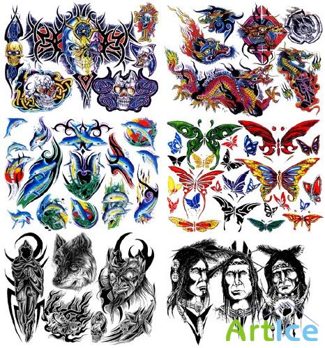 Gary Davis Tattoo Flash With Transparent Backgrounds