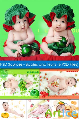 PSD Sources - Babies and Fruits