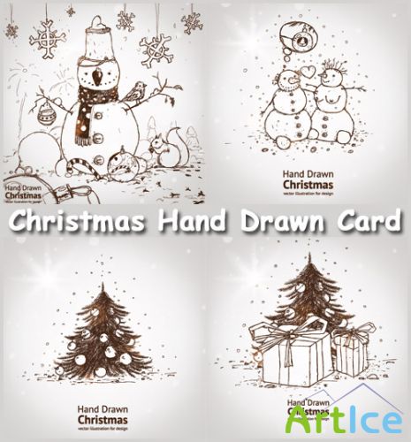 Christmas Hand Drawn Card - Stock Vectors