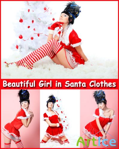 Beautiful Girl in Santa Clothes - Stock Photos