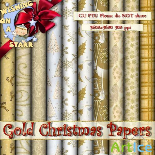 Scrpa-kit - Gold Christmas papers