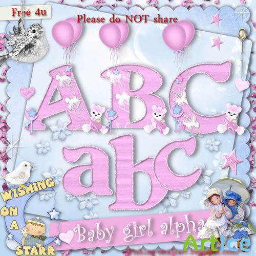 Scrap-kit - Baby girl alpha lowercase