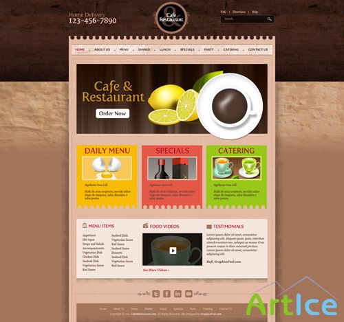 Cafe & restaurant website PSD template