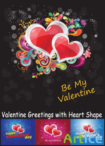 Valentine Greetings with Heart Shape - Stock Vectors