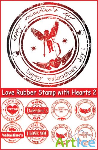 Love Rubber Stamp with Hearts 2 - Stock Vectors