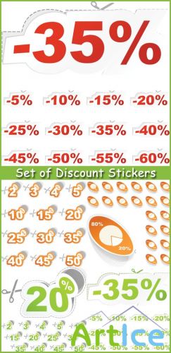 Set of Discount Stickers - Stock Vectors