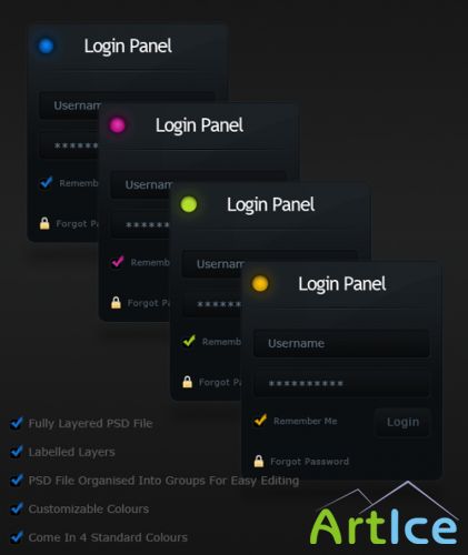 Login Panel PSD