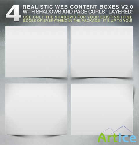 GraphicRiver 4 Realistic Web Content Boxes, Shadows & Pagecurls