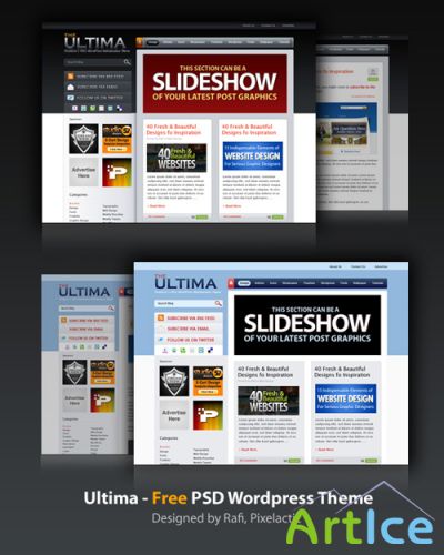 Ultimata WordPress Blog Theme Layout psd file