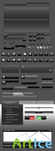 Black UI Icon Set (PSD)