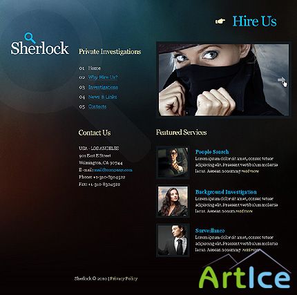 Sherlock Private Website Free Template