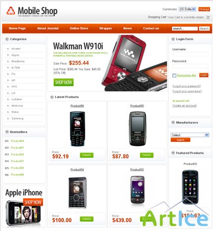 VirtueMart Template (Mobile Shop) + PSD