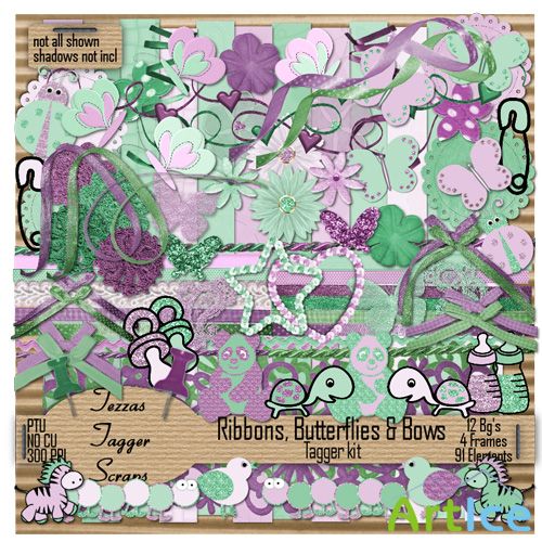 Scrap-set - Ribbons, Butterflies & Bows