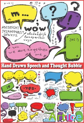 Hand Drawn Speech and Thought Bubble - Stock Vectors