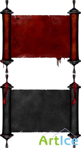 Two Beautiful Scroll - Red And Black