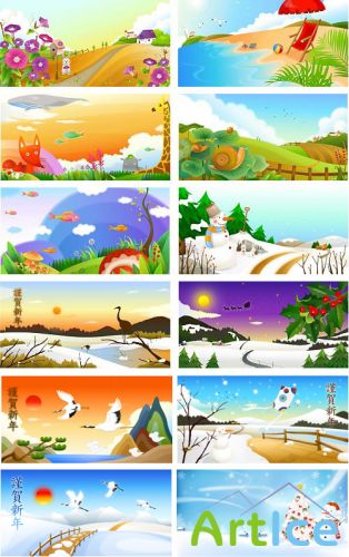 VitaminD 015 Special Illust 122xAI Backgrounds, Icons & Illustrations