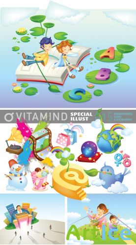 VitaminD 015 Special Illust 122xAI Backgrounds, Icons & Illustrations