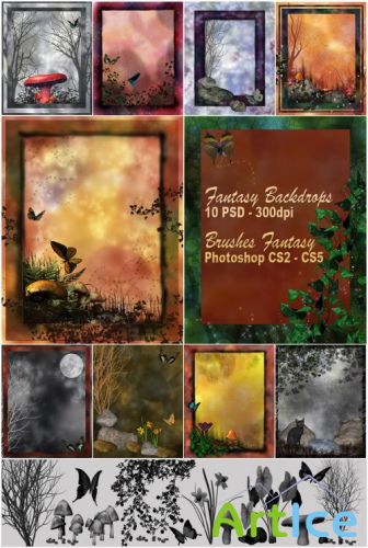 Set: Fantasy Backdrops  brushes Photoshop CS2-CS5