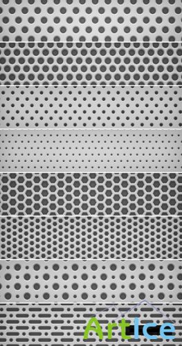 8 Seamless Light Metal Grid Patterns