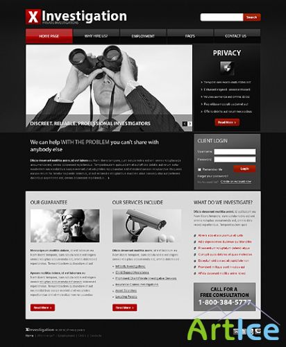 X Investigations Free Website Template