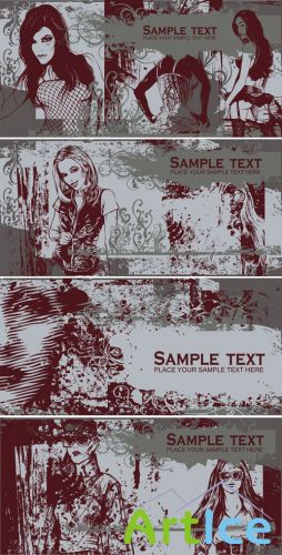 Shutterstock - Grunge Fashion Models Banner Designs 4xEPS