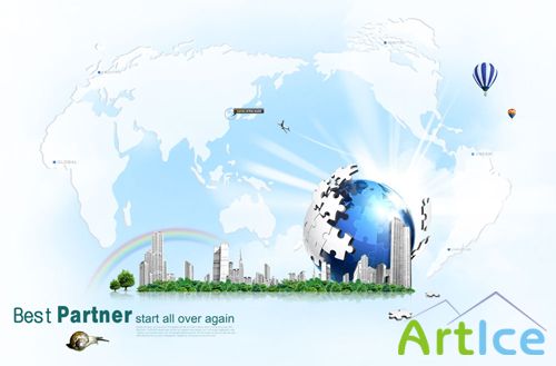 Earth puzzle creative design PSD layered material