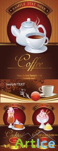 Stock Vectors - Coffee, ice-cream, cocktail banner | , . 