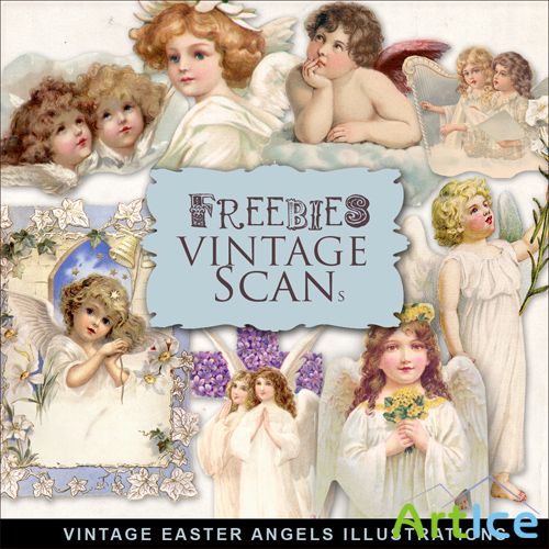 Scrap-kit - Vintage Easter Angels Illustration