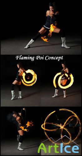 Flaming Poi Concept - Stock Photos