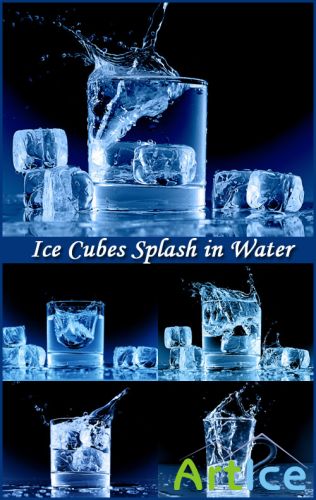 Ice Cubes Splash in Water - Stock Photos