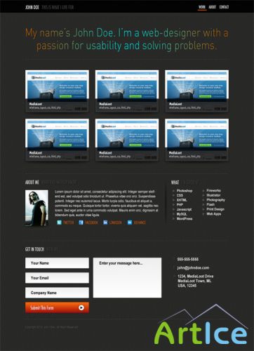 Single Page Portfolio Template - Medialoot