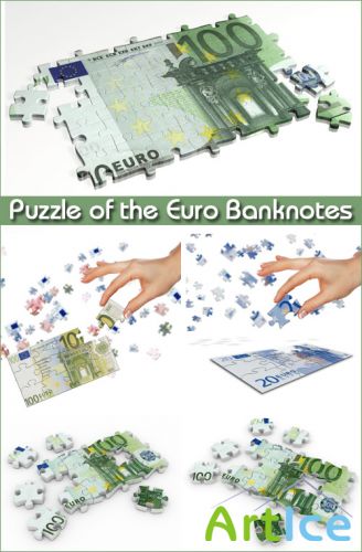 Puzzle of the Euro Banknotes - Stock Photos