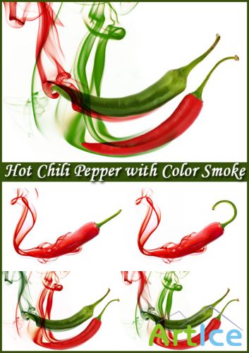 Hot Chili Pepper with Color Smoke - Stock Photos