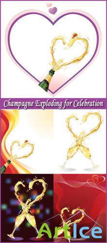 Champagne Exploding for Celebration - Stock Vectors