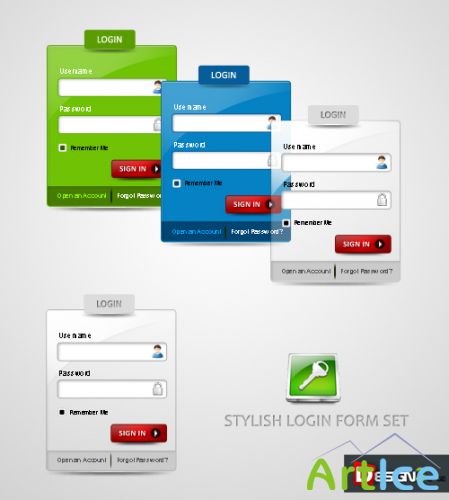 PSD Stylish Login Form Set